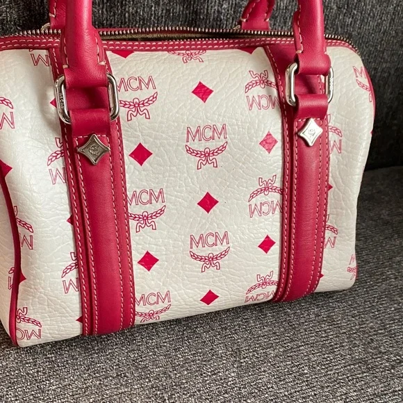 Authentic MCM Mini White and Red Satchel Bag - Picture 3 of 12
